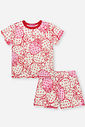 Pijama Infantil com Blusa e Shorts em Cotton Linho – Pijama Menina Verão Estampa de Morangos OFF WHITE