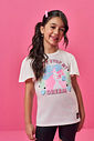 Conjunto Infantil com Blusa Alongada de Unicórnio e Ciclista em Canelado – Look Menina Verão com Str NATURAL/PRETO