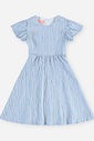 Vestido Infantil Menina Anarruga Azul com Recorte nas Costas