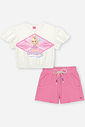 Conjunto Infantil Cheerleader com Shorts em Moletinho Waffle – Conjunto Menina Cinti NATURAL/RS CONFETE