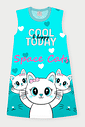 Vestido Infantil Estampado Space Cats Azul Abrange