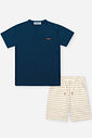 Conjunto Infantil Camiseta Waffle e Bermuda Listrada Duna