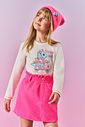 Conjunto Infantil Menina Blusa E Saia Veludo Rosa Neon Mundo Cinti