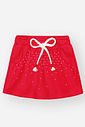 Conjunto Bebê Menina com Shorts Saia Vermelho – Blusa em Cotton e Shorts Saia em Moletinho Waffle Ci NATURAL/VM MARTE