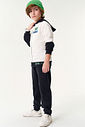 Conjunto Jaqueta Color Block E Calça Off White E Preto CTV