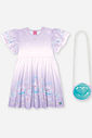 Vestido Infantil em New Stretch com Estampa Sara Salamandra e Bolsa – Vestido Menina Verão Lilás LILAS BRUMA