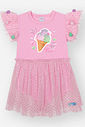 Fantasia Infantil de Sorvete com Vestido em Cotton Tule Drops e Strass ROSA IOGURTE