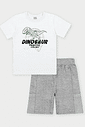 Conjunto Menino Dinosaur Primitive Branco Abrange