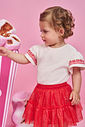 Conjunto Bebê Menina com Saia Shorts em Tule Foil – Blusa em Cotton e Look Infantil Festa Cinti Baby NATURAL/VM MARTE