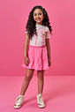 Conjunto Infantil com Blusa Princesa e Unicórnio Cowgirls e Saia Shorts em Cotton NATURAL/RS CONFETE