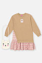 Vestido Infantil Menina Com Bolsa Bege Mundo Cinti