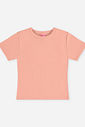 Blusa Infantil Menina em Ribana Canelada Básica Laranja Neon