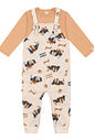 Conjunto Camiseta E Jardineira Total Print Bege Abrange