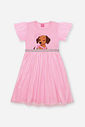 Vestido Infantil em Cotton com Tule Foil – Vestido Menina Verão Rosa com Strass ROSA IOGURTE