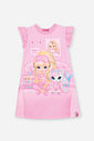 Camisola Infantil em Meia Malha – Pijama Menina Verão Estampa Princesa ROSA IOGURTE