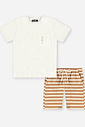 Conjunto Menino Camiseta Bordada Praia e Bermuda Belga