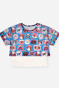 Conjunto Infantil Menina Cropped e Regata e Saia-Short Estampa Cachorrinhos