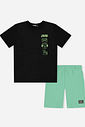 Conjunto Menino Camiseta Gaming e Bermuda Verde