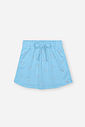 Shorts Saia Infantil em Moletinho – Saia Short Menina Verão com Strass de Coração AZUL PORCELANA