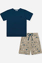 Conjunto Infantil Menino Camiseta e Bermuda Tennis Latte