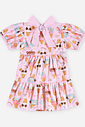 Vestido Infantil Estampado com Laço Sorvete de Ursinhos