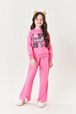 Conjunto Infantil Menina Blusão Be Happy E Wide Leg Rosa Mundo Cinti