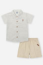 Conjunto Infantil Divertto Esporte Fino com Camisa Listrada e Bermuda em Sarja CZ CROMIO/MR CAMURCA