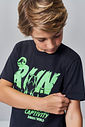 Camiseta Menino RUN T-Rex Jurassic World Preto