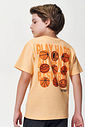 Conjunto Menino Camiseta Bolas de Basquete e Bermuda Laranja