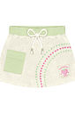 Conjunto Infantil Menina Blusa Gatinha; Short-Saia E Bolsa Strawberry Off White E Verde Cinti