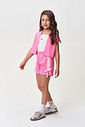 Trio Infantil Menina Regata e Short e Colete Poodle com Strass