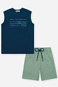 Conjunto Infantil Menino Regata Sun e Bermuda em Moletom Olive