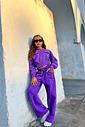 Conjunto Jaqueta E Calça Wide Leg Monocromático Roxa CTV