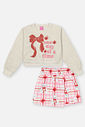 Conjunto Infantil Menina Blusão Laço E Short-Saia Rosa Mundo Cinti