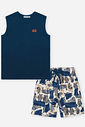 Conjunto Infantil com Regata Rino e Bermuda Safari Marinho