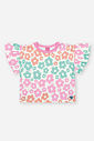 Conjunto Infantil Neon Love com Blusa Boxy e Shorts em New Stretch Floral – Look Menina Verão ROSA BARBIE