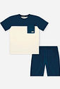 Conjunto Menino Camiseta e Bermuda Comfy Marinho
