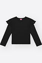 Blusa Menina em Canelado Glow Babados Mundo Cinti PRETO