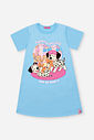 Camisola Infantil em Meia Malha – Pijama Menina Verão com Estampa de Cachorrinhos AZUL PORCELANA
