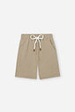 Conjunto Infantil Menino Camiseta Listrada e Bermuda Bege