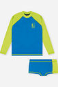 Conjunto Menino em Malha UV Camiseta Raglan e Sunga Royal