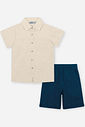 Conjunto Infantil Menino Camisa Melange e Bermuda em Linho