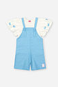 Conjunto Infantil com Jardineira em Sarja Glow – Blusa Menina 100% Algodão com Borboletas Bordadas NATURAL/AZ PORCELANA