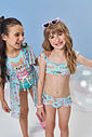 Maiô Infantil em Malha UV com Estampa de Gatinha e Saída de Praia em Tule – Moda Praia Menina Verão VERDE ATOL