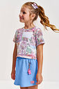 Conjunto Infantil com Regata e Shorts Saia em Moletinho com Kimono em Tule – Look Menina Verão com A NATURAL/AZ PROVENCE