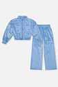 Conjunto Infantil Menina Veludo Brilho Azul CTV