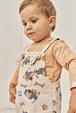Conjunto Camiseta E Jardineira Total Print Bege Abrange