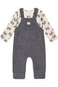 Conjunto Camiseta Total Print E Jardineira Chumbo Abrange