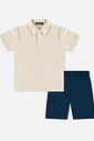 Conjunto Menino Camisa Melange e Bermuda Marinho