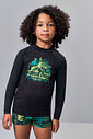 Conjunto Infantil UV Jurassic World com Camiseta e Sunga Preto